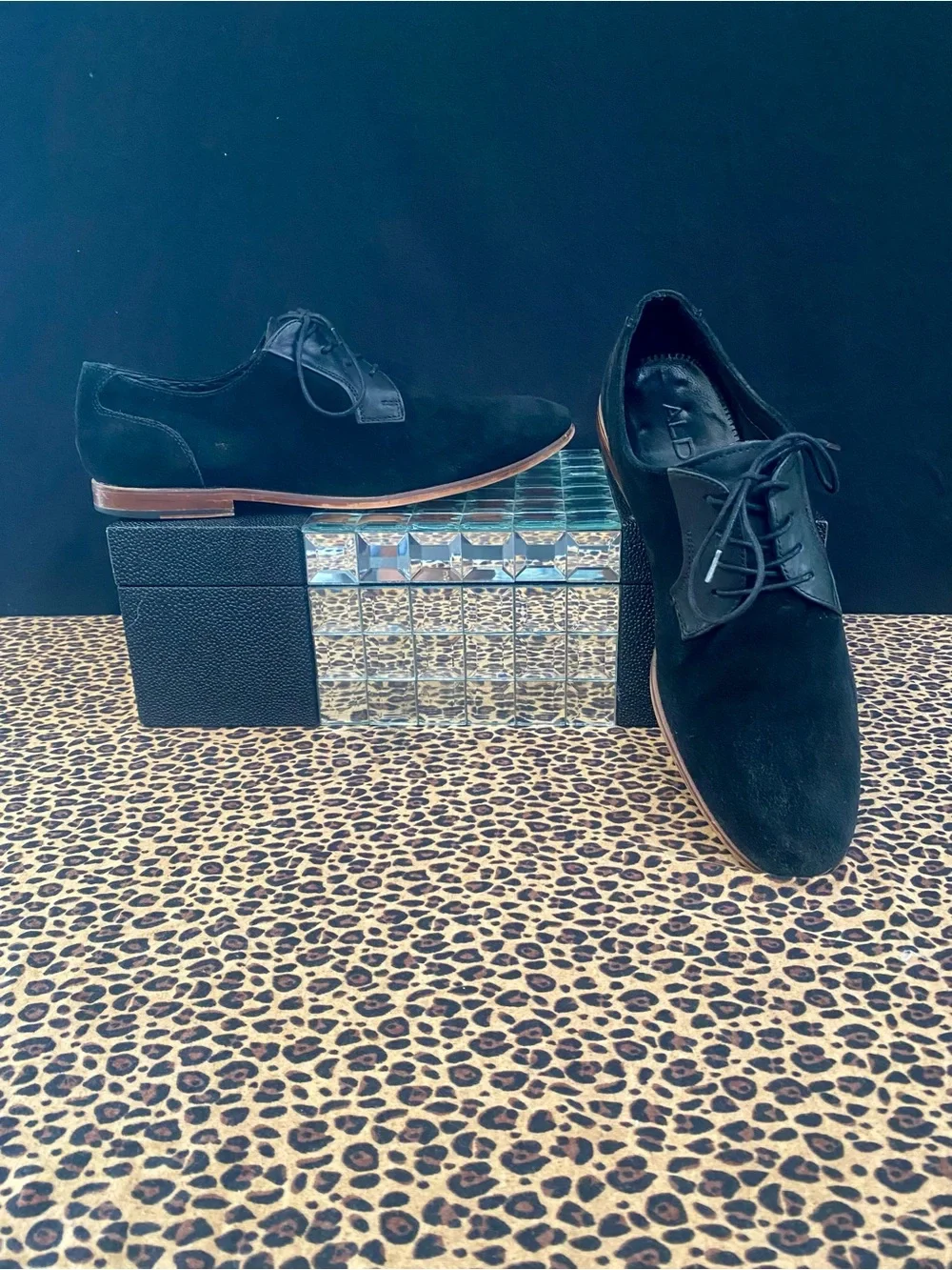 Aldo Black Suede Derby Dress Shoes